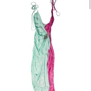 Elegant Mint and Pink Gown